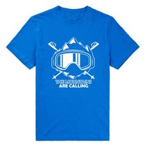 스키 플레이트 숏스키 The Mountains Are Calling T 셔츠 남성 여성 스키 스노우보드 멋진 디자인 코튼, 05 BLUE_03 M