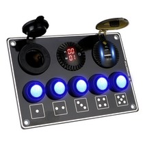 카라반 캠핑카 부품 수리용품 24v 12v 라이트 토글 5 버튼 스위치 패널 usb 충전기 스플리터 led 시계 자동차 액세서리 보트 해양 트레일러 트럭 caravan rv, 빨간색