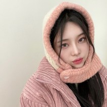 VANANA2 데일리 꾸안꾸 포인트 유니크 러블리 단추 니트 후드 바라클라바