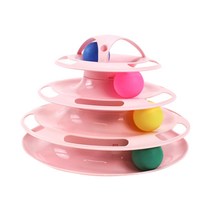 발라당 고양이 행동유발 장난감 4단 공놀이 핑크