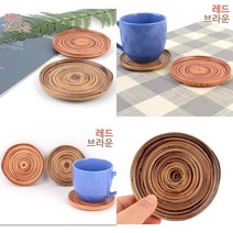 원형 나무 컵받침 1P 컵받침우드 컵받침나무 티코스터 우드트레이, 레드