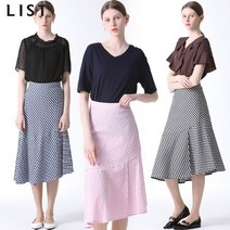 리스트 리스트 깅엄체크 언발 스커트