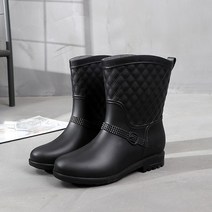 4컬러 퀄팅 패턴 베이직 여성 앵클 레인부츠 레인17여성장화 레인부츠 장마 비 우비, 230mm, 레드