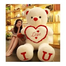 큰 테디 베어 100cm I LOVE YOU 봉제 인형 사랑스러운 거대한 부드러운 곰 연인 곰 장난감 여자 친구용 크리스마스 선물, 100CM red