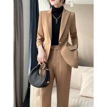 가이아 여성 출근룩 하객룩 정장 패션 갈색 브라운 바지 자켓 정장 세트 투피스 슬림핏 30대40대50대_2011