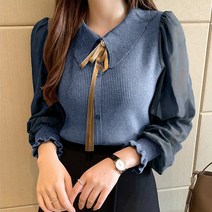 주디앤 여성 다나 리본 레이스 블라우스