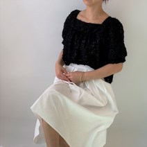 팡팡 [봄에서여름까지]스퀘어넥 퍼프 블라우스 뒷단추오픈 블라우스
