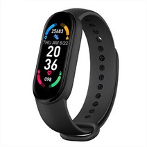 만보기 자동걷기기계 자동 손목 new m6 smart 팔찌 팔찌 smart sport watch heart rate blood pressure blood oxygen test, 검은색