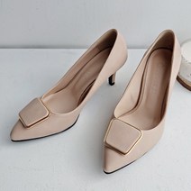 더(THE) 여성용 스퀘어 장식 펌프스 구두 7cm