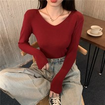 스웨터 이너셔츠 스키니핏 브이니트 여성 풀오버 후드 핏아우터 겨울 가을 이너웨어 얇은 긴소매 상의 슬림 1414195368