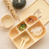 아기식판 이유식용기 이유식기 유아식판 아기밥그릇 옥수수, 옥수수로 교정용 젓가락