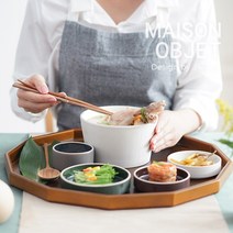 메종오브제 [윤도자기] 차곡 면기 2P, 챠콜+아이보리