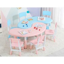 어린이집 책상 유치원 교구 귀여운 유치부 좌식, 테이블 + 3인승 의자