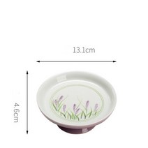 손으로 그린 라벤더 유약 차 쟁반 키 큰 접시 흰색 도자기 작은 과일 접시 가정용 과일 접시 멜론 페, 01 13.1x4.6cm