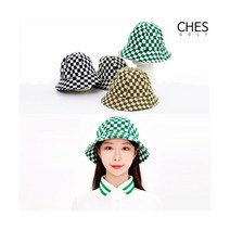 [체스골프-기획상품] 테린 여성골프 체커보드 벙거지모자, FREE, 베이지