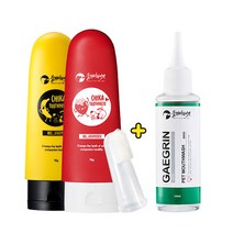 치카치약(딸기/빠나바나나 선택)+칫솔세트+개그린1개, 치카치약딸기1개+칫솔1개+개그린1개