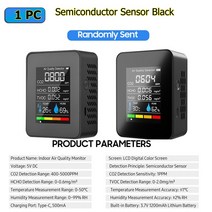 이산화탄소 측정기 실내 센서 CO2 미터 5in1 포름 알데히드 HCHO TVOC 테스터 Co2 센서 공기 품질 모니터, 02 5in1 B Semiconductor
