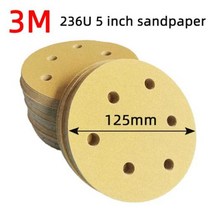 차량 세차 유지보수 100 개 3m 236u 5 인치 6 홀 사포 125mm 디스크 플로킹 라운드 공압 샌딩 머신 연마 패드 폴리싱 패드, 6 holes 320 grit+3M