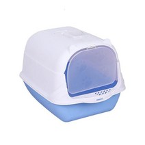 고양이 배변통 묘래박스 자동화장실 High Sided Hooded Cat Litter Box Enclosed Potty Toilet with Gate Kitten Include S, [03] 파란