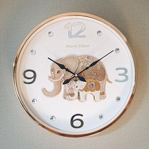 [18k금시계예물시계] 마리데코 파인보석 코끼리 심플벽시계(골드)