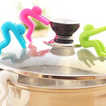 달자샵 1+1 실리콘 주방 냄비 넘침 방지커버 다용도 받침 귀여운 인간 피규어, 블루, 1Pcs+1Pcs
