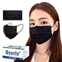 BYERLY 일회용 마스크 50매(블랙) 고급형 멜트블로운필터, 50매입