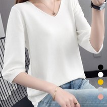 와이제이 국내 당일 발송 7부소매 브이넥 니트 5컬러 여리핏 니트 YJK235