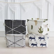 디자인 패브릭 사각바구니 (4color) 수납바구니 바스켓, 고양이