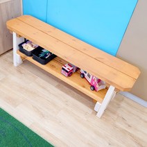 파인힐 예쁜 나무 원목 식탁 카페 벤치 의자, 2인(1200mm), 오렌지화이트