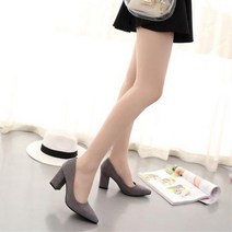 8cm 편안한 통굽 여성가을 스웨이드구두 펌프스화 힐