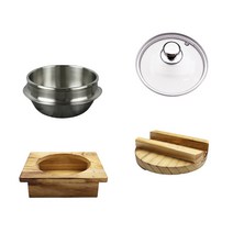 국산 통3중 스텐 뚝배기 인덕션 계란찜 전골 찌개 삼계탕 밥솥 솥밥 내열 냄비, 유리뚜껑-1호