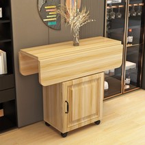 홈바수납장 이동식 아일랜드 식탁 베이킹작업대 보조조리, 라이트호두색80*75접이식테이블(도어)