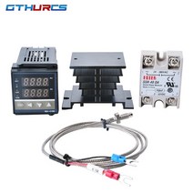 자동 온도 조절기 REX-C100 디지털 RKC PID 서모 스탯 컨트롤러 REX-C100/ 40A SSR 릴레이/K 열전쌍 프로브/방열판, With Heat Sink