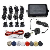 Risingon-12V 22mm 주차 센서 키트 범용 4 부저 역방향 백업 레이더 사운드 경고 표시기 프로브 시스템, 은
