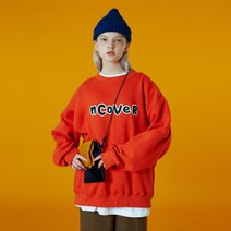 앤커버 시그니처 패치 로고 스웨트셔츠-오렌지 - ORANGE 144171