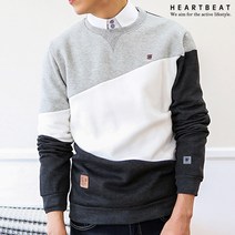 하트비트 콜비어 맨투맨 베이직핏 배색 라운드 긴팔 티셔츠 커플룩 단체복 남자 여자 남여공용 커플티 빅사이즈 단체티
