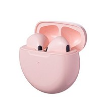 Pro6 TWS 스마트 터치 컨트롤 무선 이어폰 블루투스 5.0 스포츠 음악 이어폰 보청기 샤오미 화웨이 애플에 적합, 분홍색