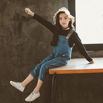 [당일발송]주니유니 주니어 블랙긴멜빵바지세트 국주니어멜빵 초등학생멜빵