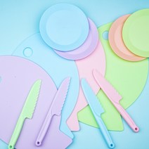 안전인증 유아안전칼 1+1 세트 파우치포함 어린이안전칼 아동안전칼 아동칼 아동요리칼 빵칼 플라스틱칼 아동용안전칼 어린이칼, 보라-대2p
