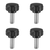 Bokwin M6x15mm 수나사 나사 4개 블랙 라운드 헤드 널링 클램핑 나사 그립 손잡이 기계 래치용 썸스크류