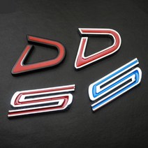 알파벳 D S 메탈 엠블럼 영어 3d 스티커 신차선물 동호회 자동차용품 배지 커스텀, S 크롬/레드