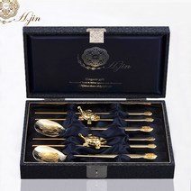 [도도예] H.jin 단청 거북 티타늄 금수저골드 세트 (2인용) 금수저 2p + 수저받침 2p + 정품케이스 선물세트