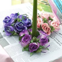 크리스마스장식 리스 캔들링 센터피스 펄 조화 장미 14cm 3색 택1, 블루퍼플