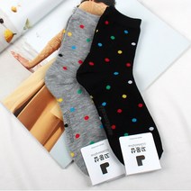 꼬뭉샵 국산 여자 미들 땡땡이 양말