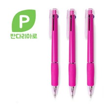 판다리아로 국산 불투명 니들3색볼펜, 10개입, 핑크색