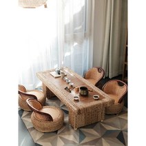 다도테이블 티테이블 인테리어 낮은 나무 거실, 테이블 180X60X40의자 4개