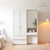 홈인홈 코튼화이트 키큰 서랍옷장 화장대세트 1400_N11, 밀크화이트
