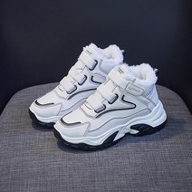 여성 겨울 벨크로 하이탑 기모 안감 털 캐쥬얼 운동화