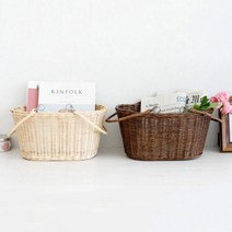 라탄 손잡이 바구니 1P (2colors), 브라운