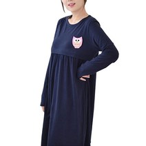 마더라이크 긴팔 부엉이 패치 수유 원피스